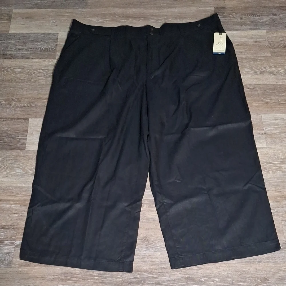 Black Flat Front Shorts with Elastic Waistband